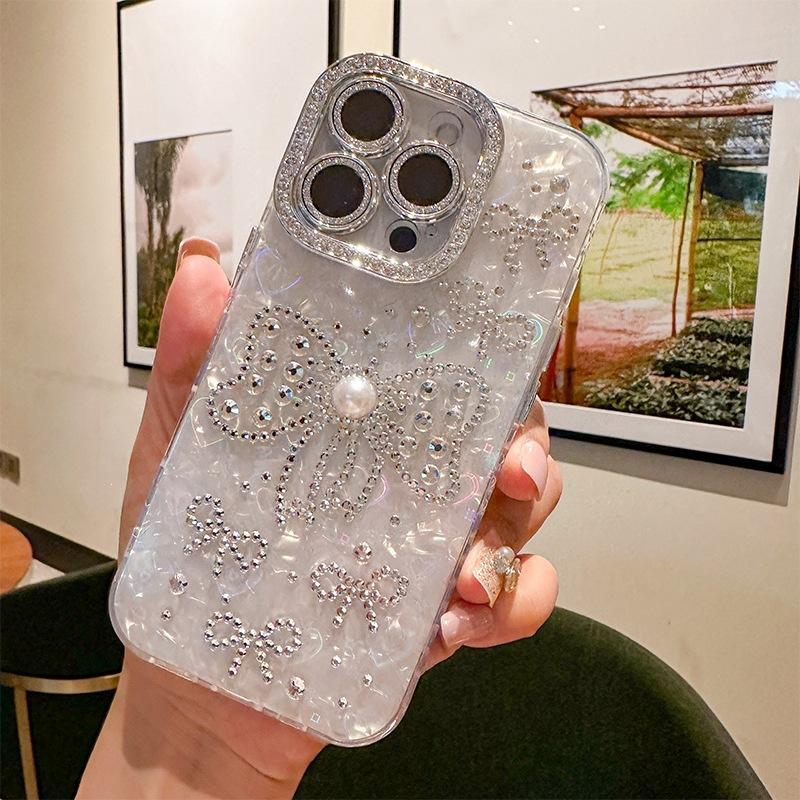 

Bow Rhinestone Pearl Mobile Phone Case Apple 17 For Iphone16Promax High-End Women S 15 Fashion iPhone 11