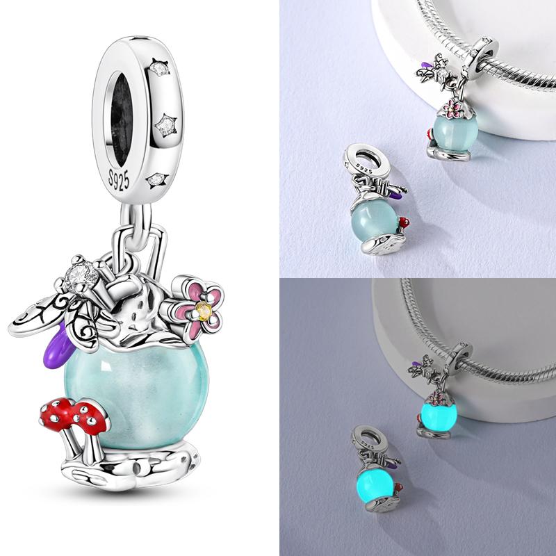 New Charms Plat Copper Blue Luminous Firefly Cat Dog Insect Star Charm Beads Fit Original Bracelet Diy Ladie Jewelry Pendant