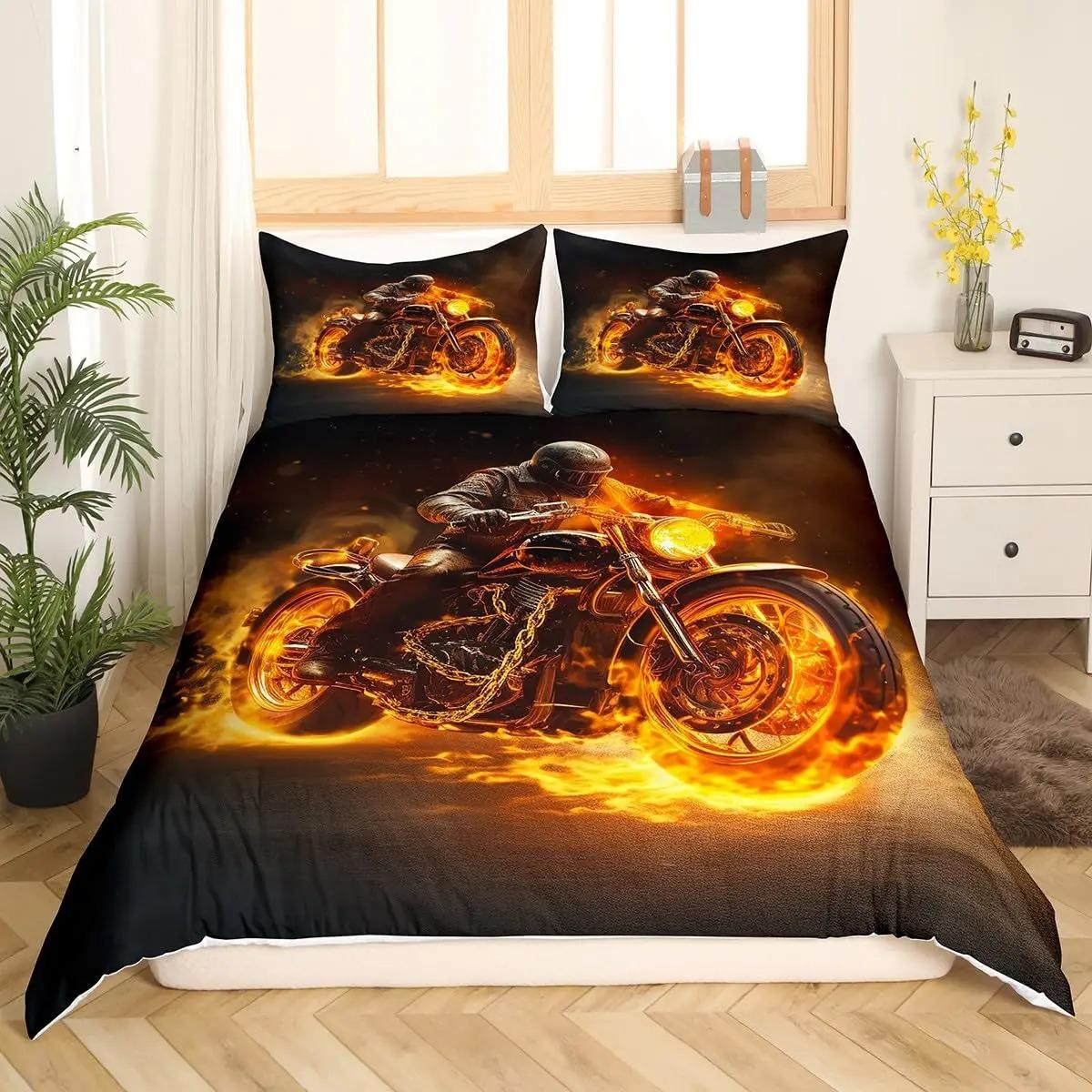 

Комплект постельного белья для мотокросса, полный комплект стеганого одеяла для мотоциклистов, экстремальный спортивный пододеяльник, байкерский стеганый чехол для мотоцикла, мотоцикла, мотоцикла, мотоцикла, мотоцикла 70x133cm 2pcs