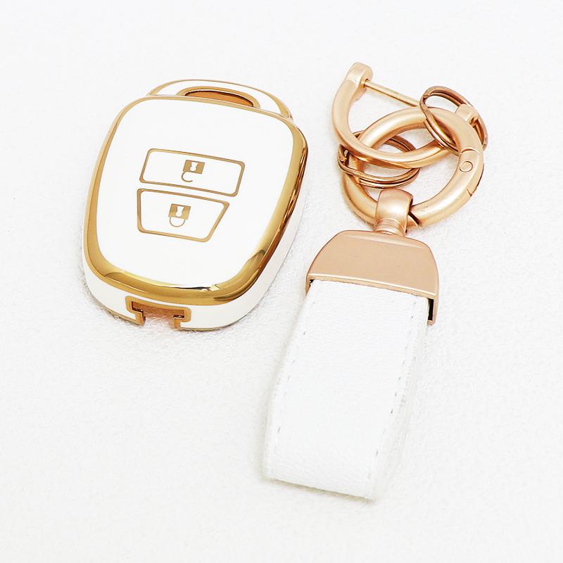 2 Buttons Gold Edge Tpu Auto Keyless Shell Fob Bag Protector Accessories For Toyota Prius Rav4 Camry Corolla Car Key Case Cover