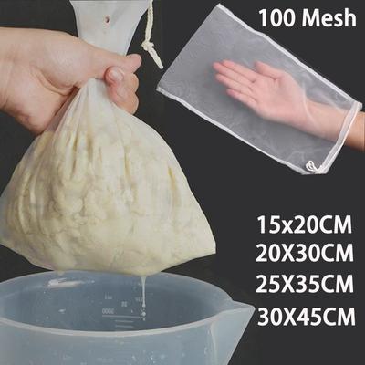 100 Mesh Nylon Filter Nussmilchbeutel Netz Joghurt Tee Bier Kaffee Öl Lebensmittelfilter Siebe Mesh Küchensiebbeutel
