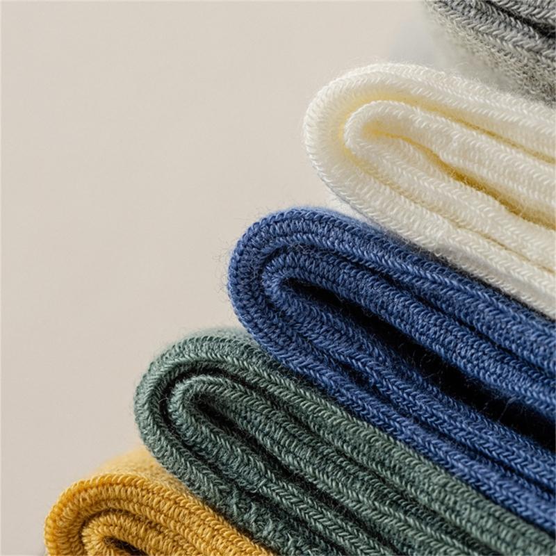 Solid Color Men Sock Spring Autumn Casual Basic Stocking Vertical Stripes Breathable Comfortable Casual Sports Socking