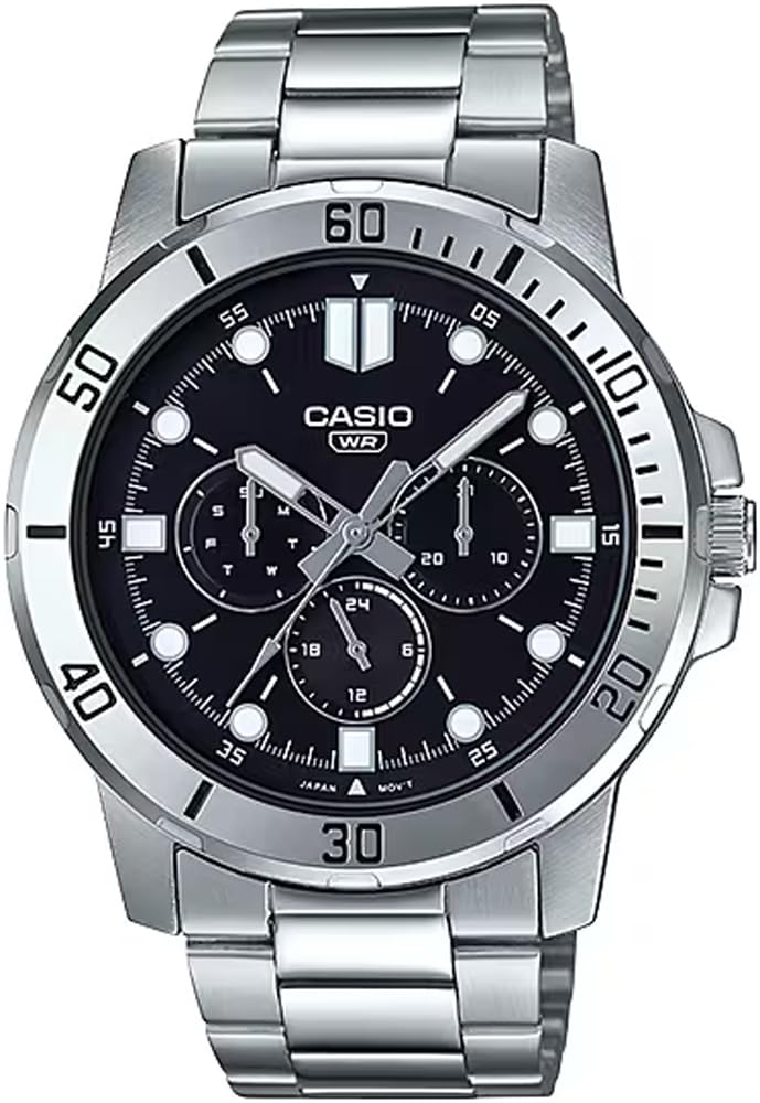 

Casio Standard Quartz Watch Silver and Black Metal Overseas Model Men s MTP-VD300D-1E