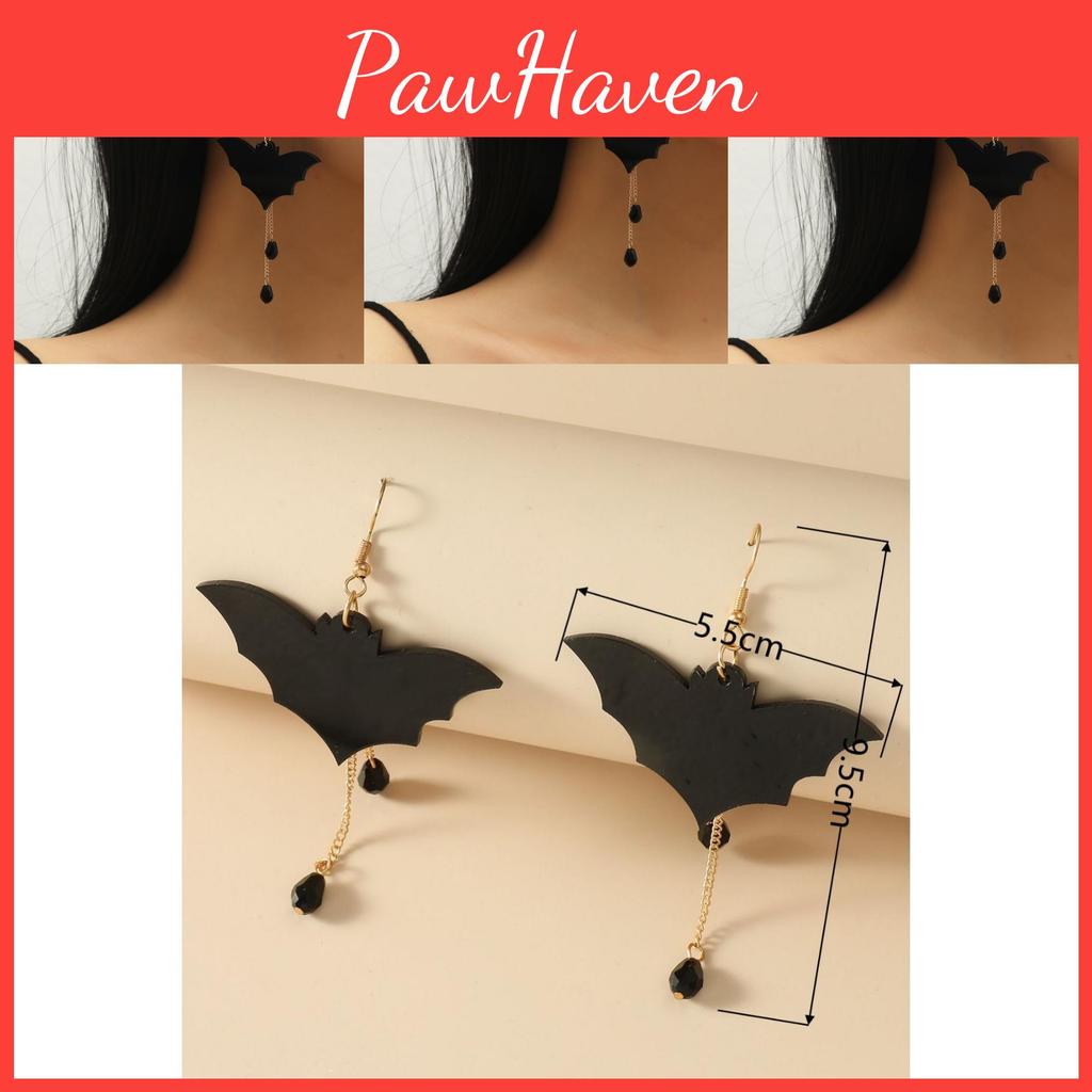 Diy Black Bat Logo Earrings Handcrafted Acrylic Ear Accessories For Women