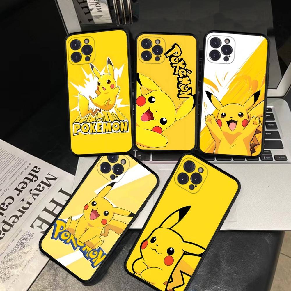 P-Pokemon Gengar Pikachu Oil Painting Phone Case For iPhone 16 15 14 11 12 13 Mini Pro XS Max Cover 6 7 8 Plus X Funda Shell