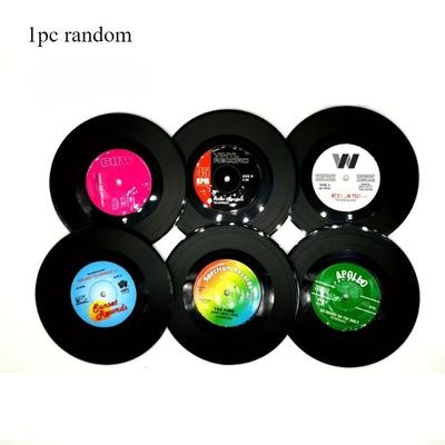 1pc Retro Vinyl Record Coaster Set with Storage Stand - Heat-Resistant, CD-Shaped Drink Mats for Coffee & Tea Cups
