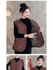 Camel Floral Fleece-Lined Tassel Vest: Versatile Spring & Autumn Wear for Middle-Aged and Elderly