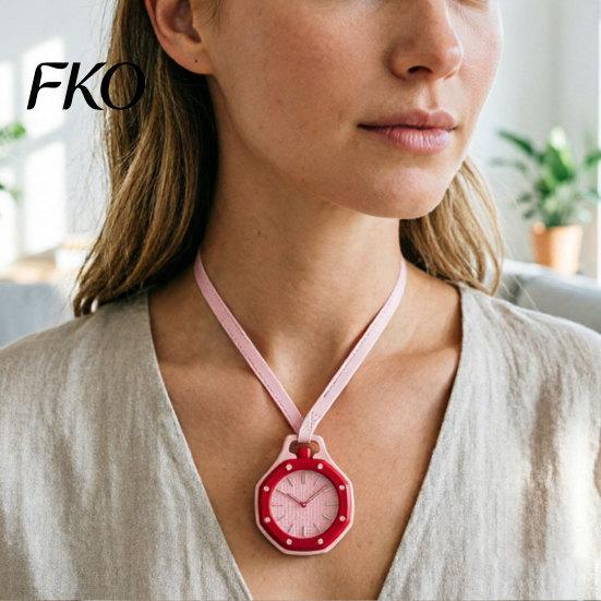 Orologio da tasca meccanico Ottagonale colorato, Analogico al quarzo Cassa scheletrata Collana con cinturino in ecopelle per uomo donna Scacchiera