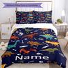 3pcs Custom Name Dinosaur Bedding Set Duvet Cover Closure Includes 1 Duvet Cover & 2 Pillowcases, Soft and Comfortable for All Seasons.