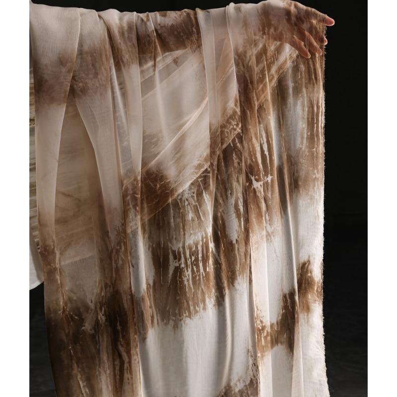 

Широкая 150см Волна Синий Белый Тай-дай Градиент Шифон Ткань Шелкография Пряжа Кардиган Платье в Китайском Стиле Дизайнер для Одежды 100x150cm