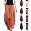 Ladies' Color Casual Fashion Breathable Loose Cotton And Linen Pants