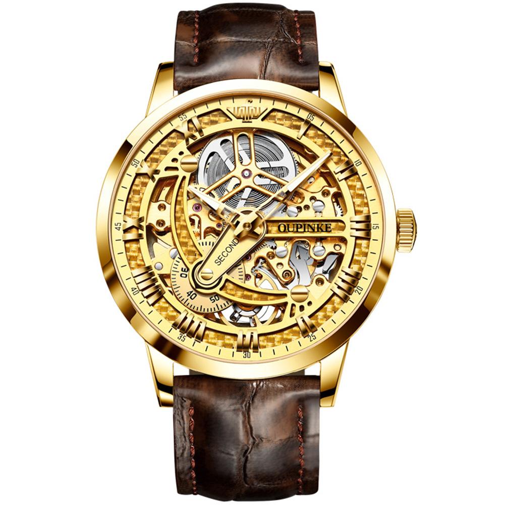 OUPINKE 3173 Skeleton Automatic Mechanical Watch