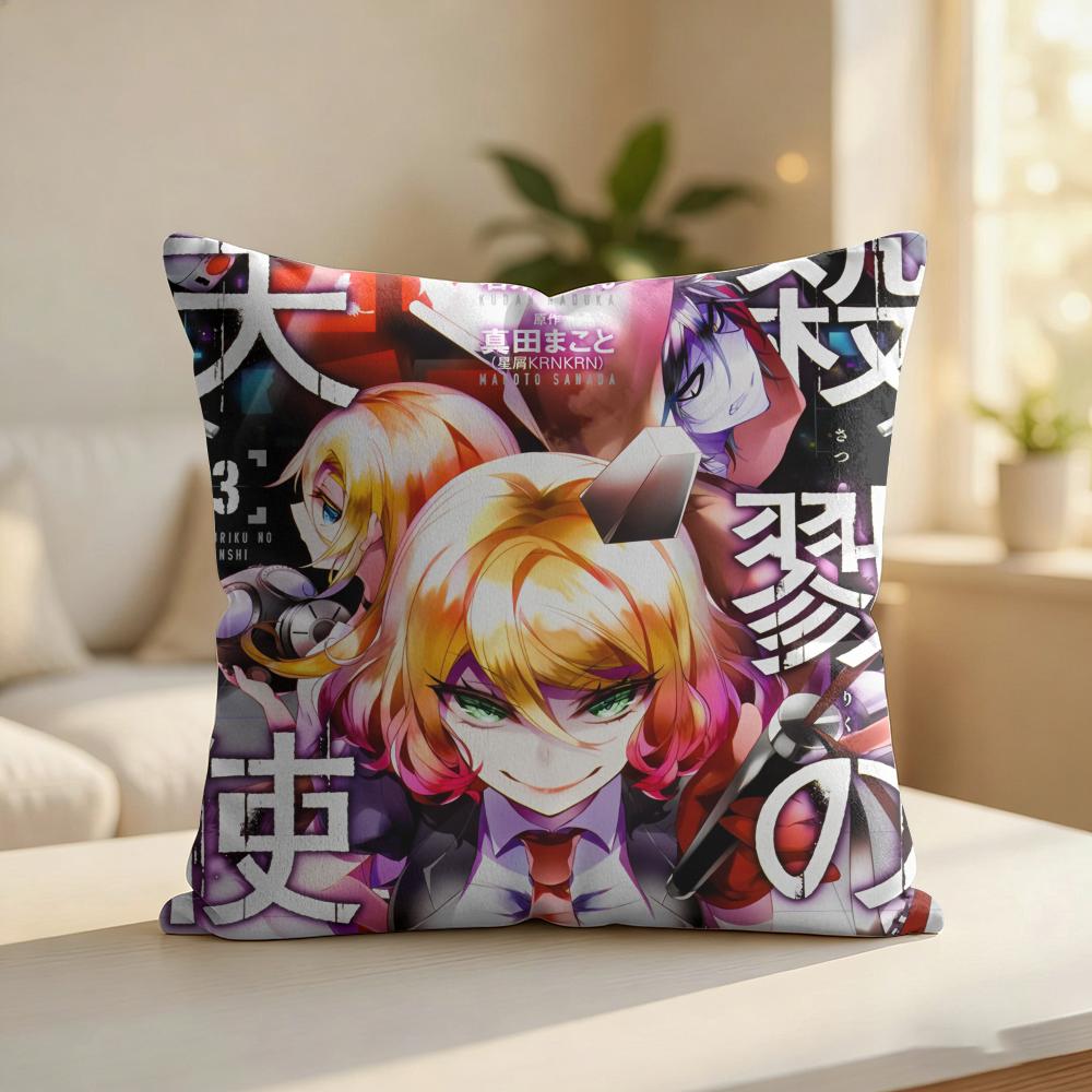 Aangels Of Deaths Anime Cushion Cover Silky Short Plush Invisible Zipper Dustproof Sofa Pillow Case For Home Decor