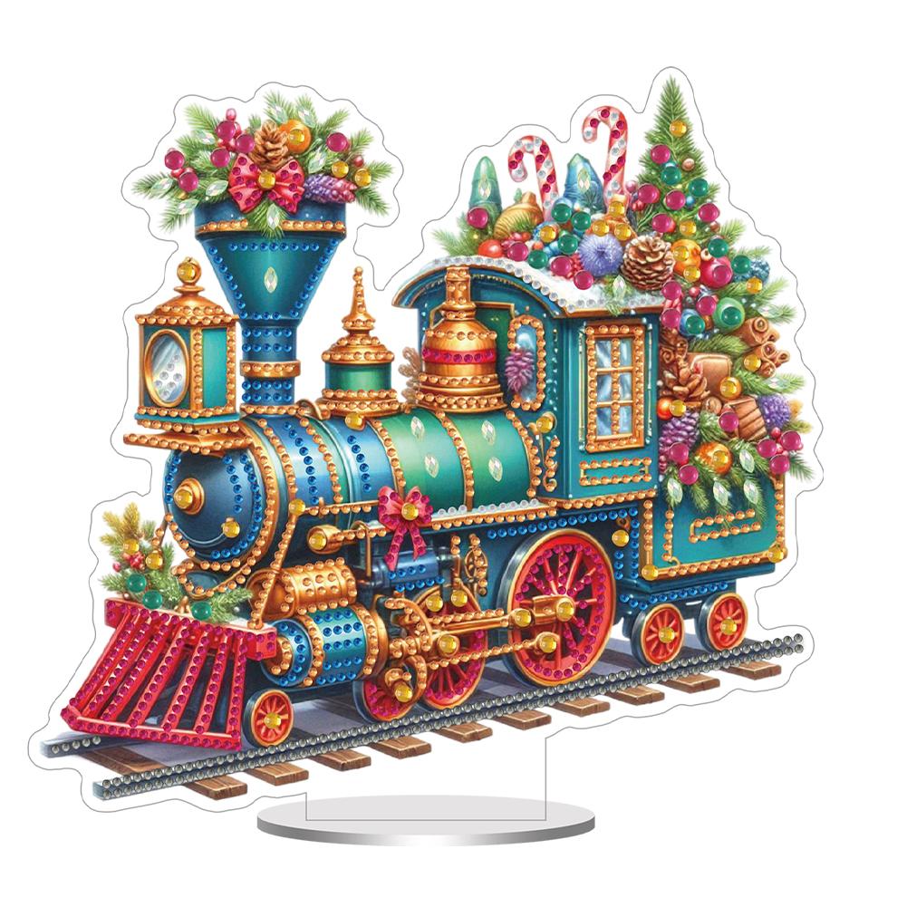 Acrylic Special Shaped Christmas Table Top Diamond Painting Ornament Kits Desktop Diamond Art Kits for Home Office Desktop Decor