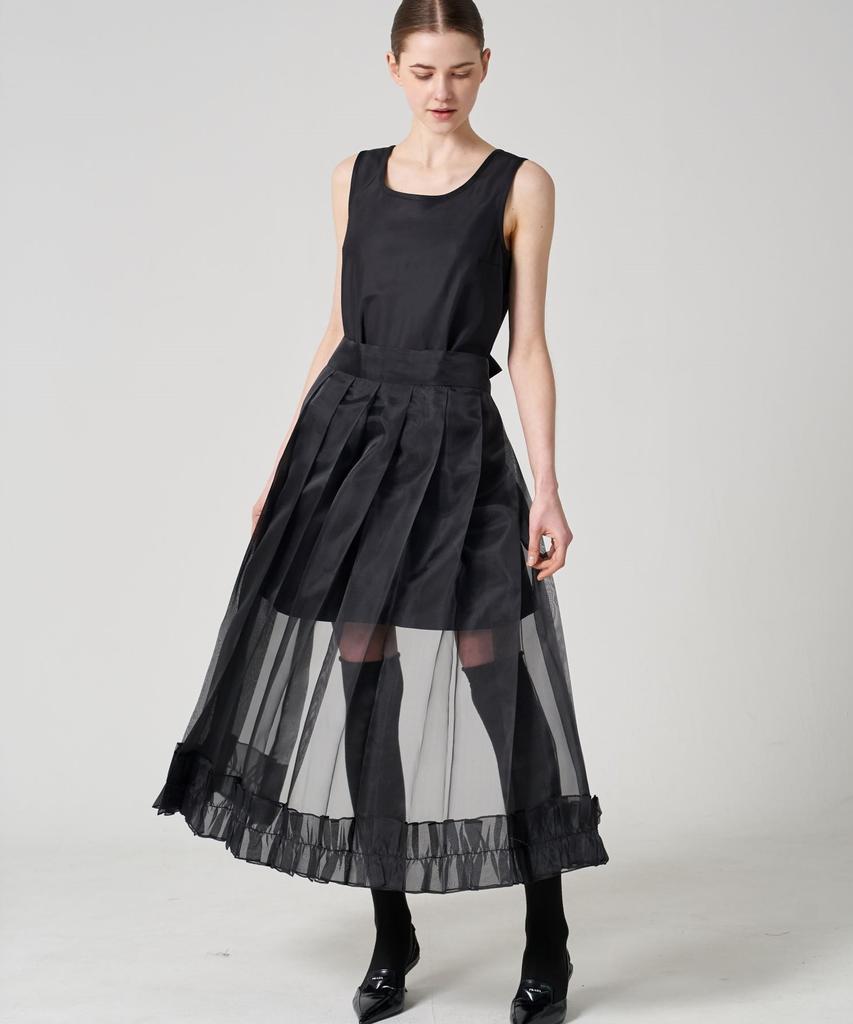 Seutyudiopolaenkeompeoni Organza Pleated Wrap Skirt (Pareo)