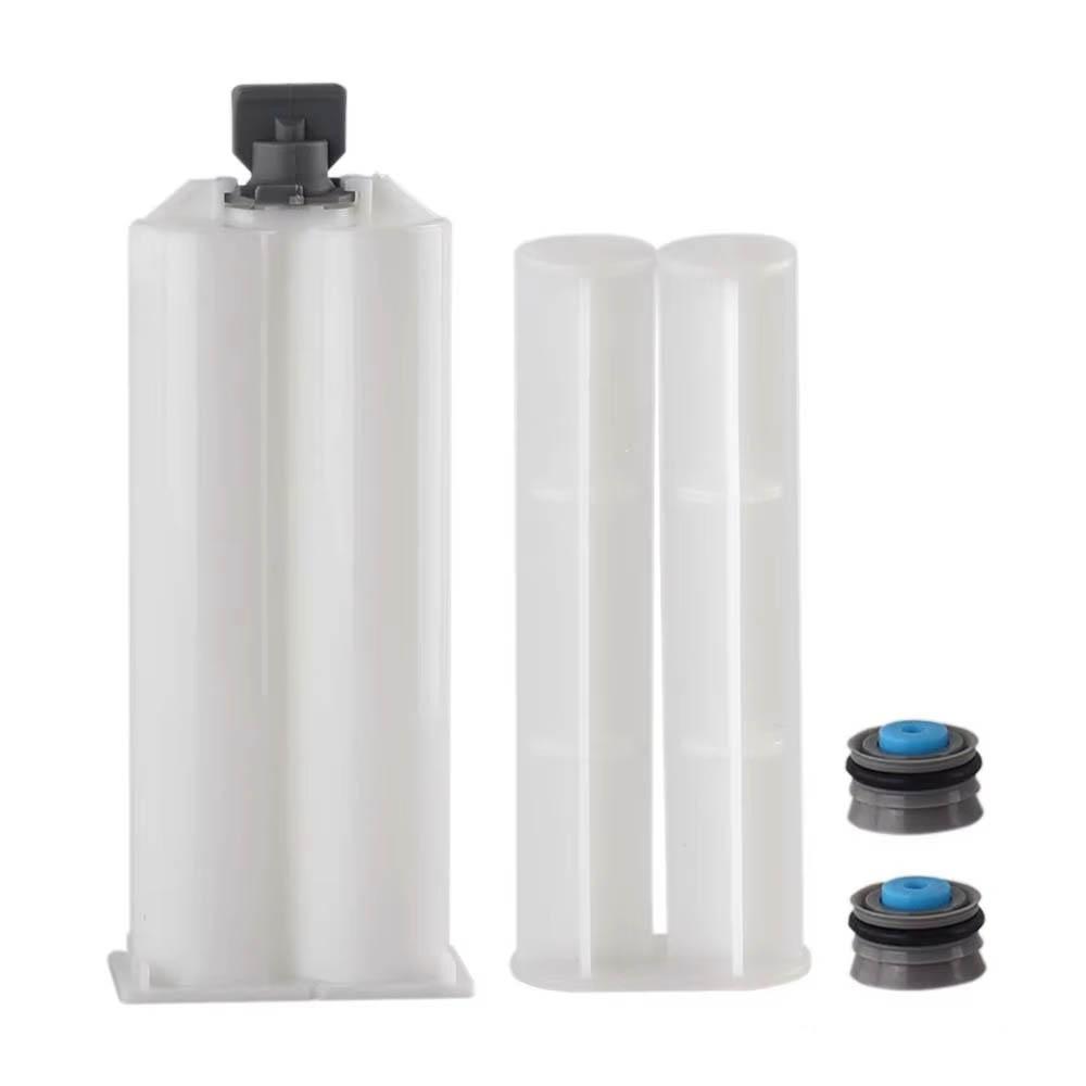 Factory 50ml 1:1/2:1/10:1 2-Component Ab Epoxy Gun Cartridge Dispensing Glue Squeeze Mixed Manual Caulking Gun Syringe Cartridge 1st gen 2-comp 50ml 1:1 (piston + plug)