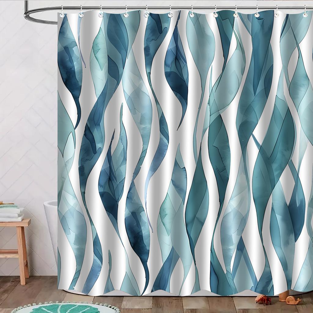 Waterproof Mildew Resistant Shower Curtain With Hooks Cute Simple Design Easy Install Washable For Home Hotel Bathroom Decor
