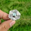 Natural Larimar Anniversary Solitaire Sister Promise Flower Ring Sterling Silver
