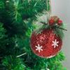 Red Pine Needle Sticky Ball High Grade Christmas Balls Set Christmas Sticky Pink Ball  New Year