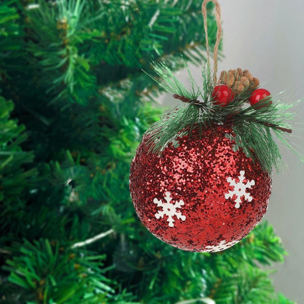 Red Pine Needle Sticky Ball High Grade Christmas Balls Set Christmas Sticky Pink Ball New Year