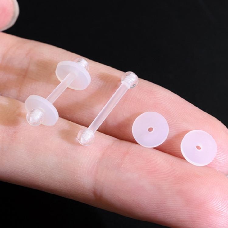 100pcs Clear Silicone Earring Stopper Earlobe Support Disc Pads Ear Closures Set