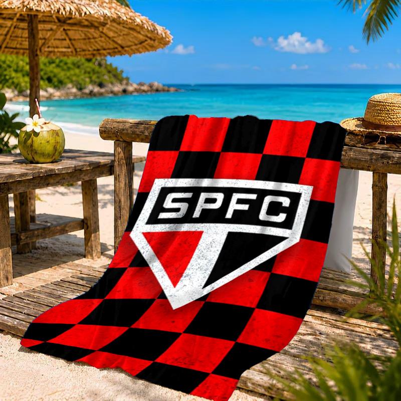 Pau-lo Fc Emblem Printed Microfiber Beach Towel, Soft And Absorbent, Quick-Dry, Ideal for Summer Travel, Beach Essential, Swimming Pool