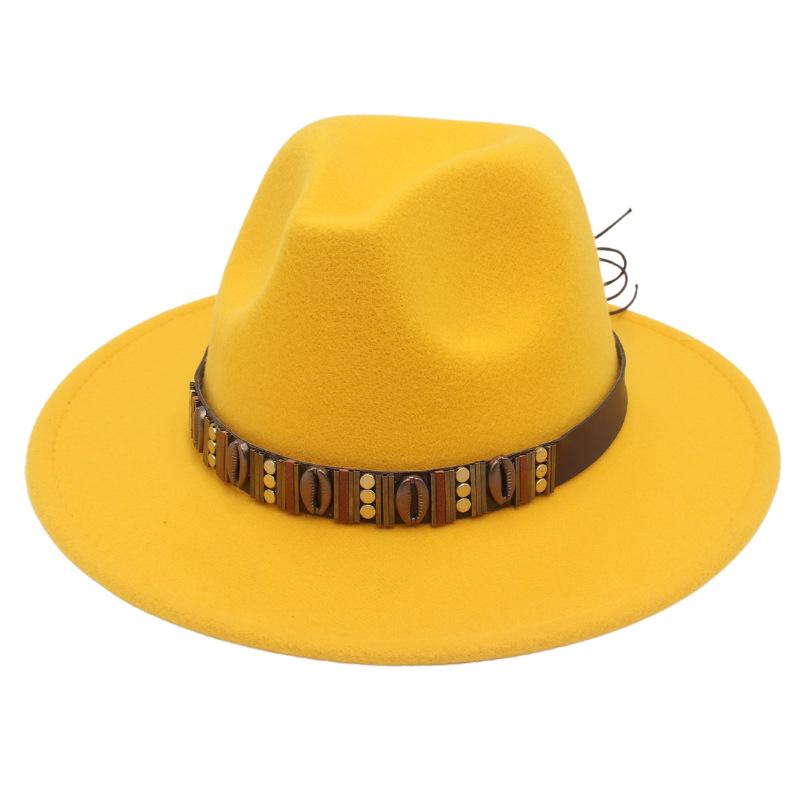 Ethnic Jazz Hat Metal Shell Belt Accessories Top Hat Dress Concave Gentleman Hat