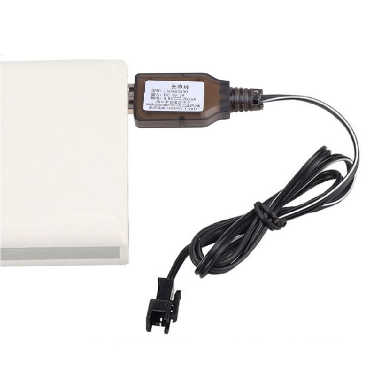 9.6V 200mA NiMh/NiCd Battery USB Charger Packs SM 2P Plug USB Charging Cable