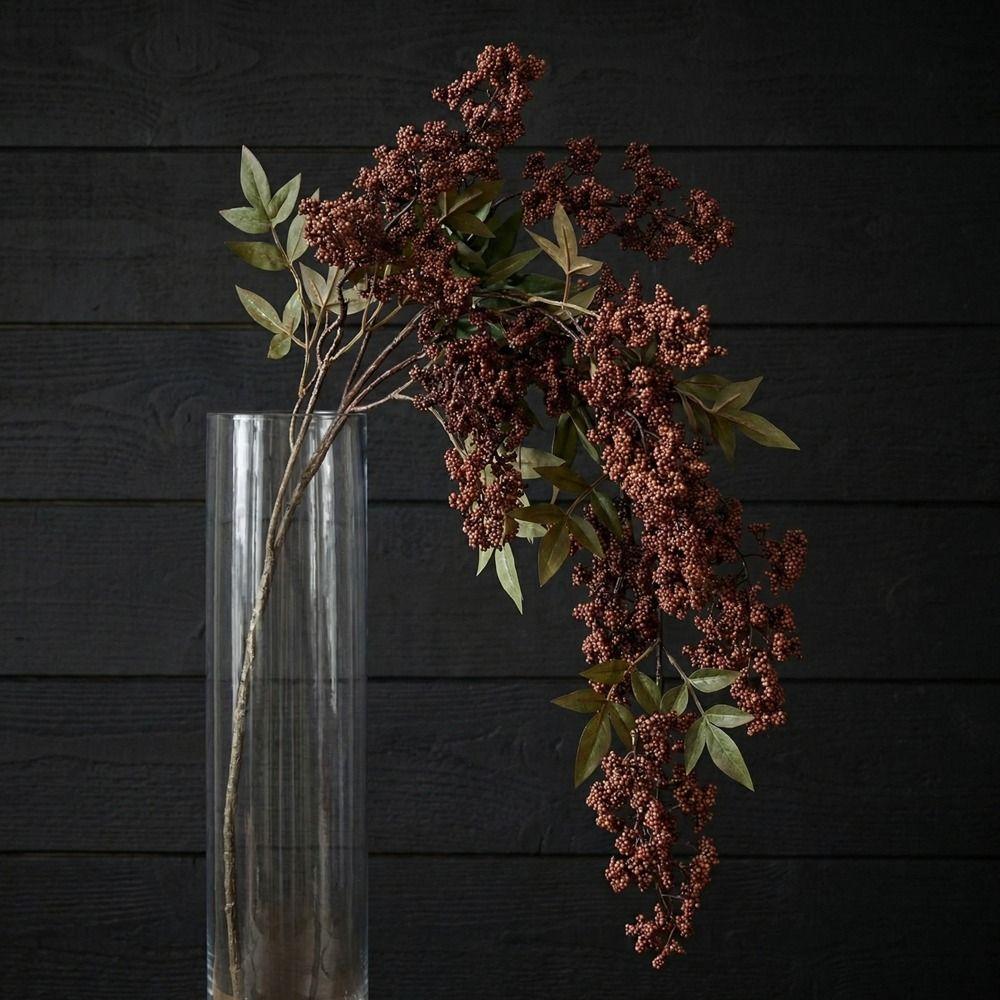 Plastic Artificial Nandina Berry Branch Small Fruit Green Plants Artificial Sophora Flower Faux Flower Realistic Flower Ornament