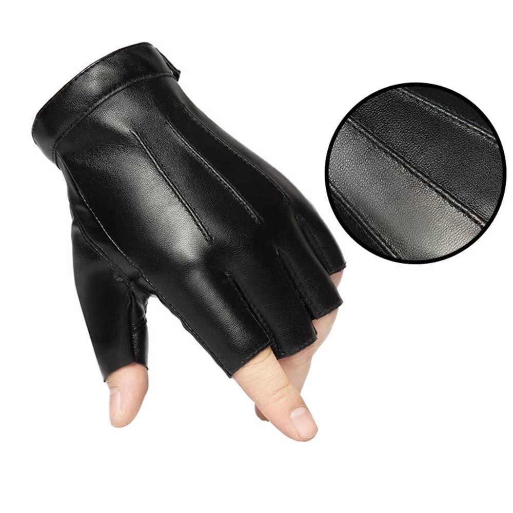 Cool Half Finger Gloves Punk Performance Gloves Fashion PU Driving Gloves  Hip-Hop