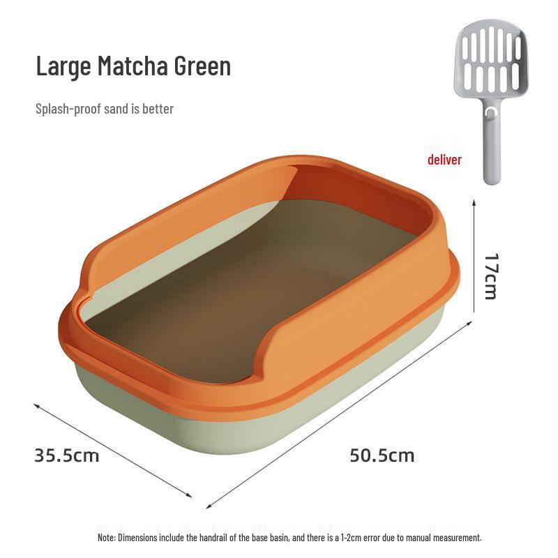 Large Semi-Enclosed Thickened Cat Litter Box with Scoop - Anti-Splash Design
