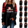 Fashionable Women's Loose Round Neck Christmas Small Print Long-sleeved T-shirt Top Pullover
