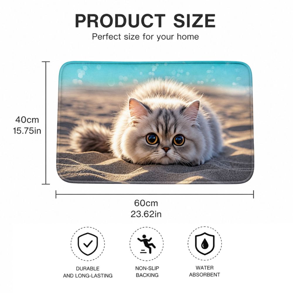 Cat Pattern Optical Illusion Doormat Non-slip Bedroom Door Rug Bathroom Carpet  Home Decor