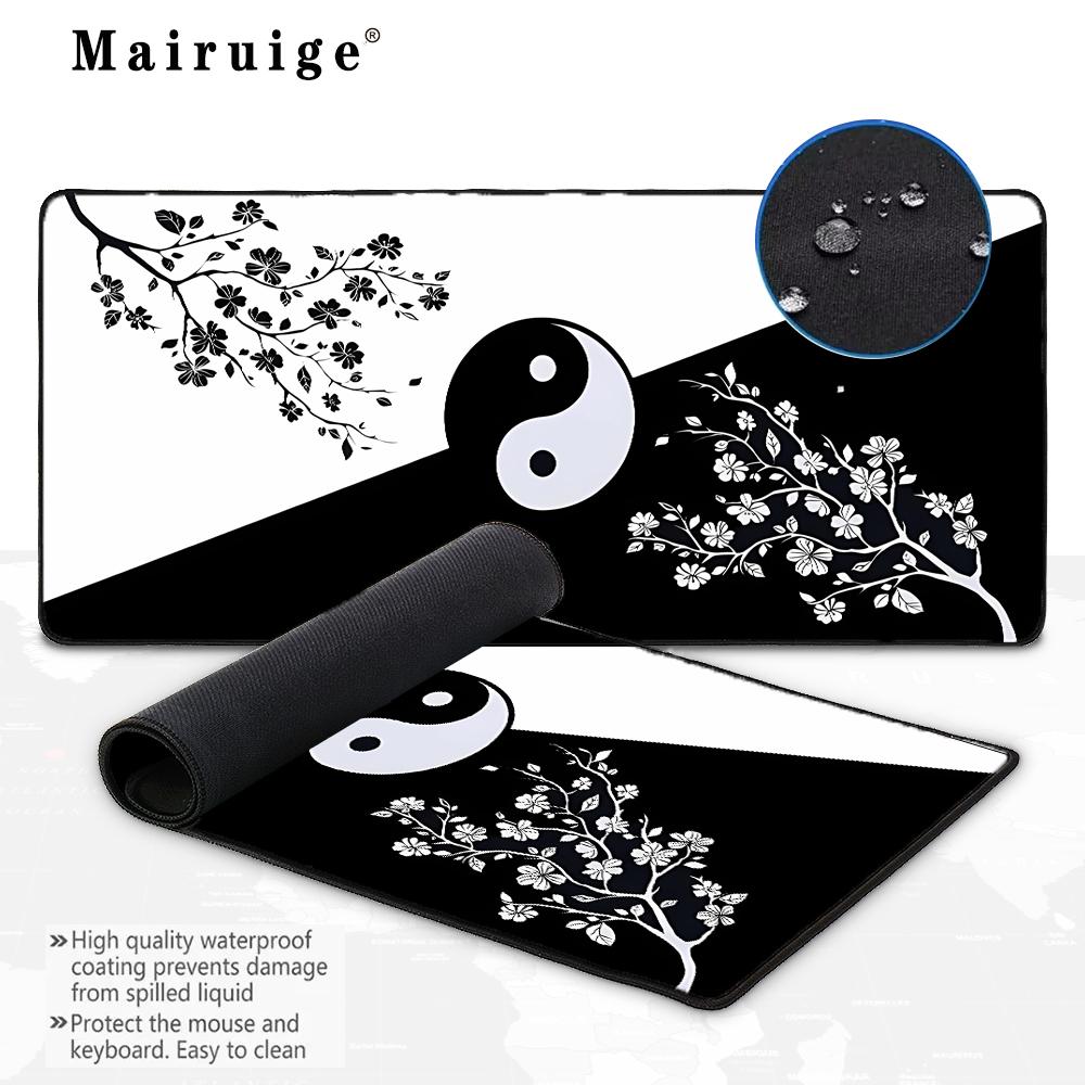 Yin Yang Gaming-Mauspad Fisch Büro Schwarz und Weiß Computer-Mauspad Teppich für Maus Schreibtischunterlage Gaming-Laptop Gamer Spielmatte