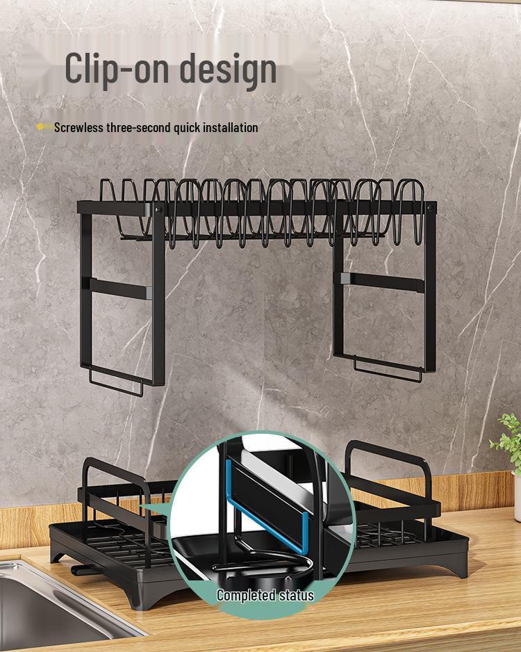 Cross-border Kitchen Dish Rack Set: Bowl, Plate, Knife & Chopstick Holder with Cutting Board Rack & Drip Tray