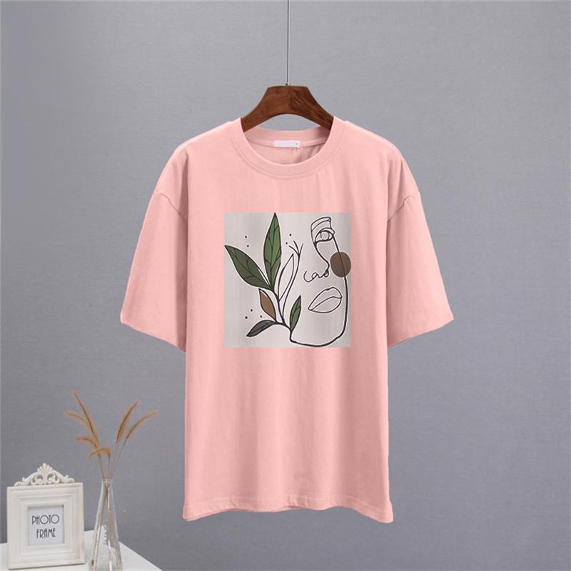 Shellsuning Abstract Character Graphic T Shirts Women Summer Soft Cotton Short Sleeve Tees Female Harajuku Chic Streetwear Tops
