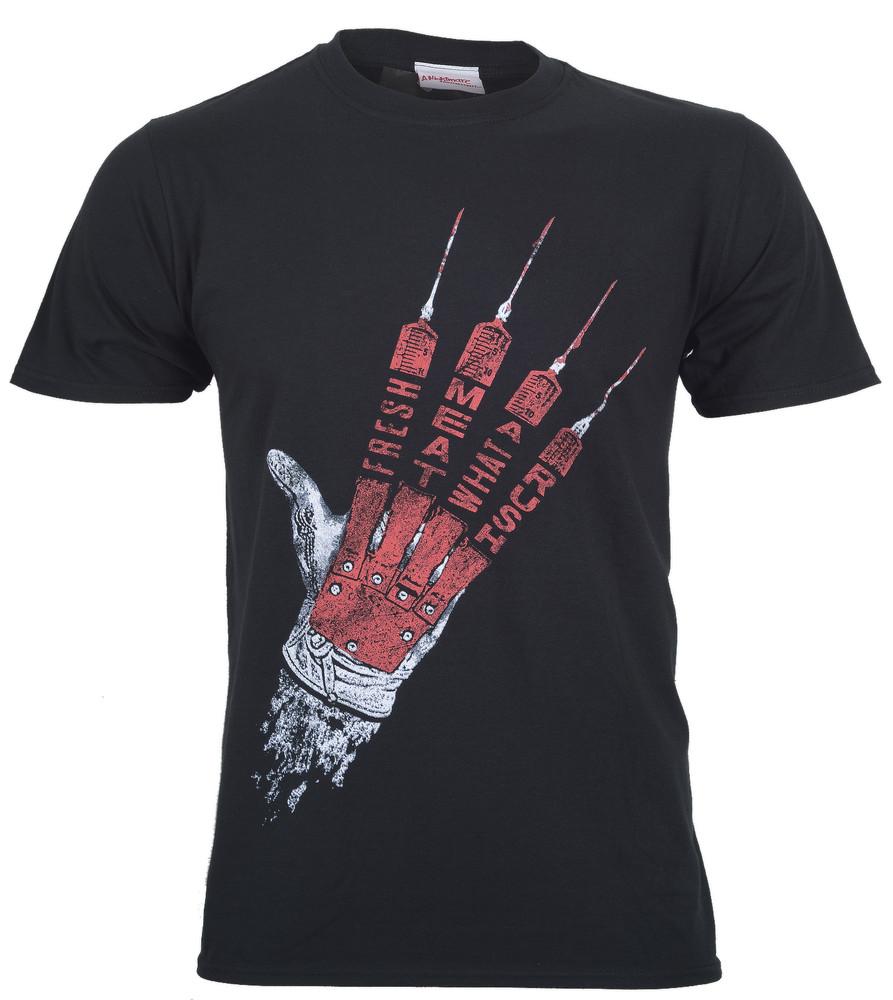 

Nightmare On Elm Street T Shirt Fresh Meat Krueger Horror Official New Black 4XL