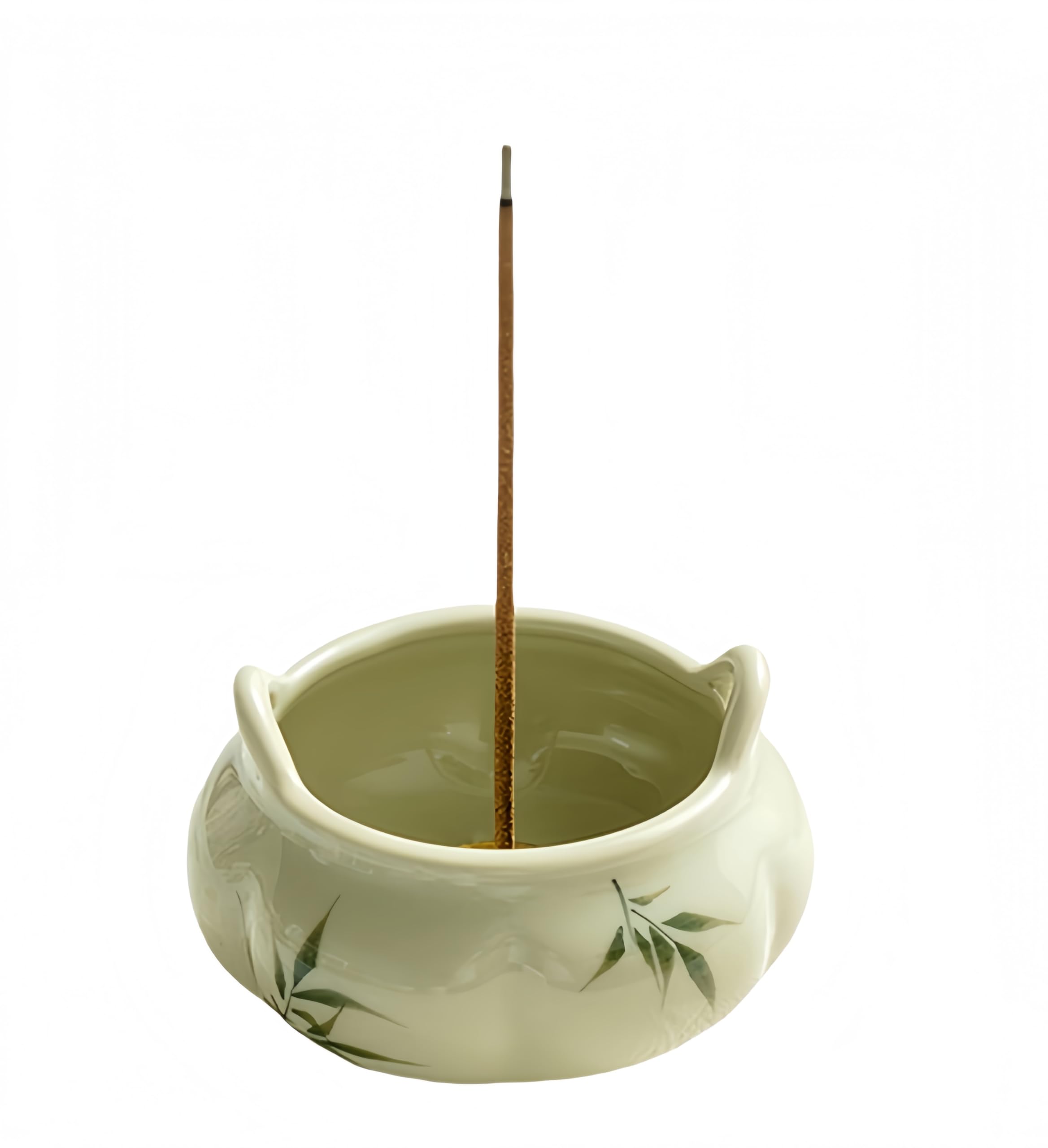 

Ceramic incense holder with bamboo pattern, white porcelain, tripod included