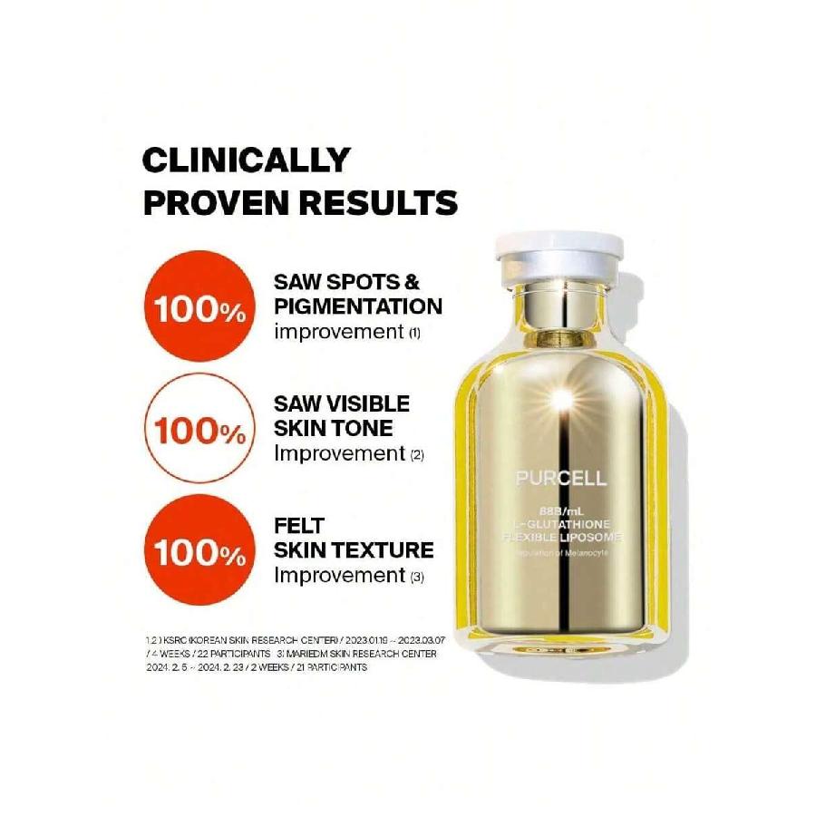 PURCELL Sérum Visage Glutathion 5% 30ml - Haute Concentration Avec Vitamine B3, Vitamine E, Acide Tranexamique, Hydratant & Éclaircissant, Léger