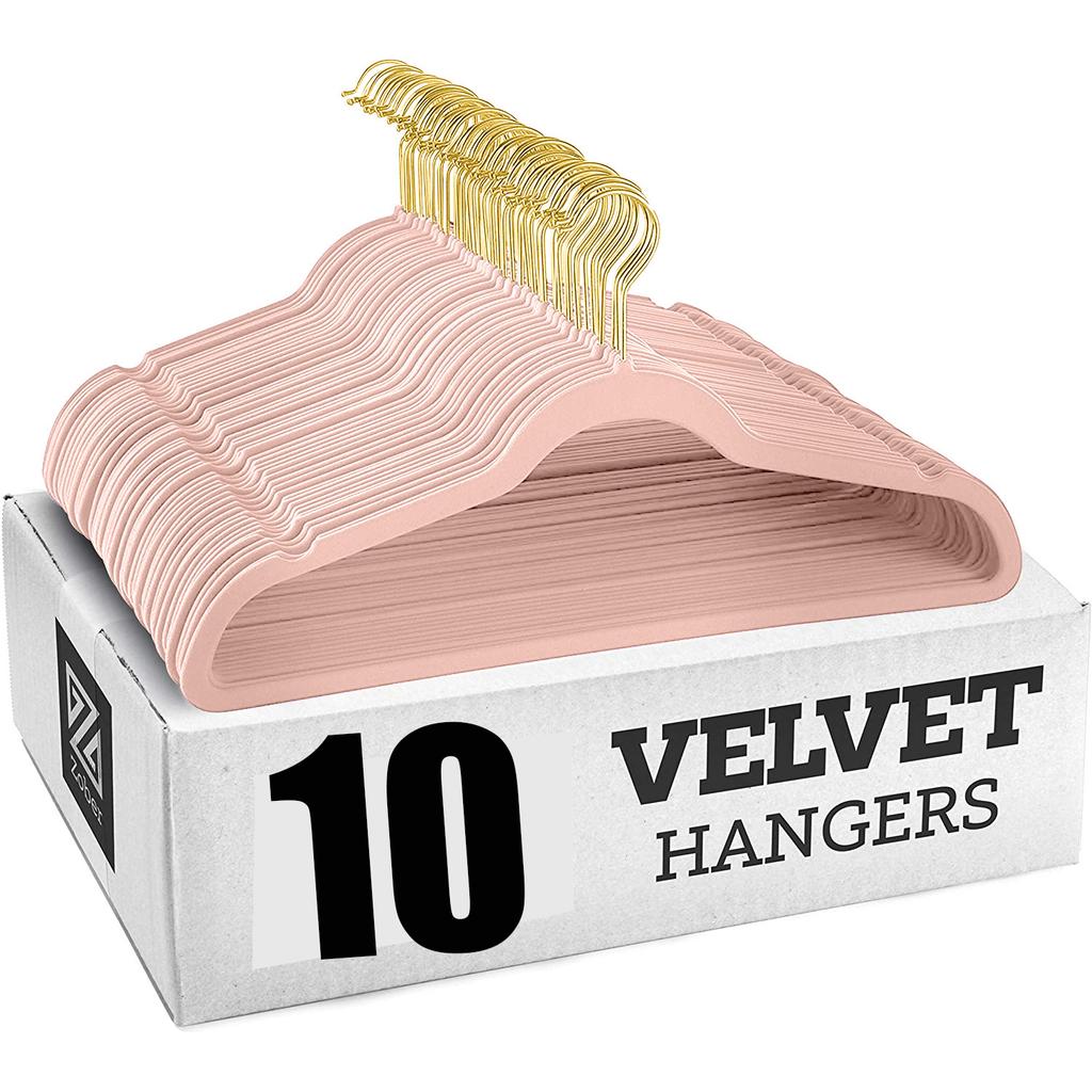 10PCS Velvet Non-Slip Clothes Hangers,45CM Space Saving Ultra Slim Hanger for Coat Pants Dress,Wardrobe Storage Adult Magic Rack