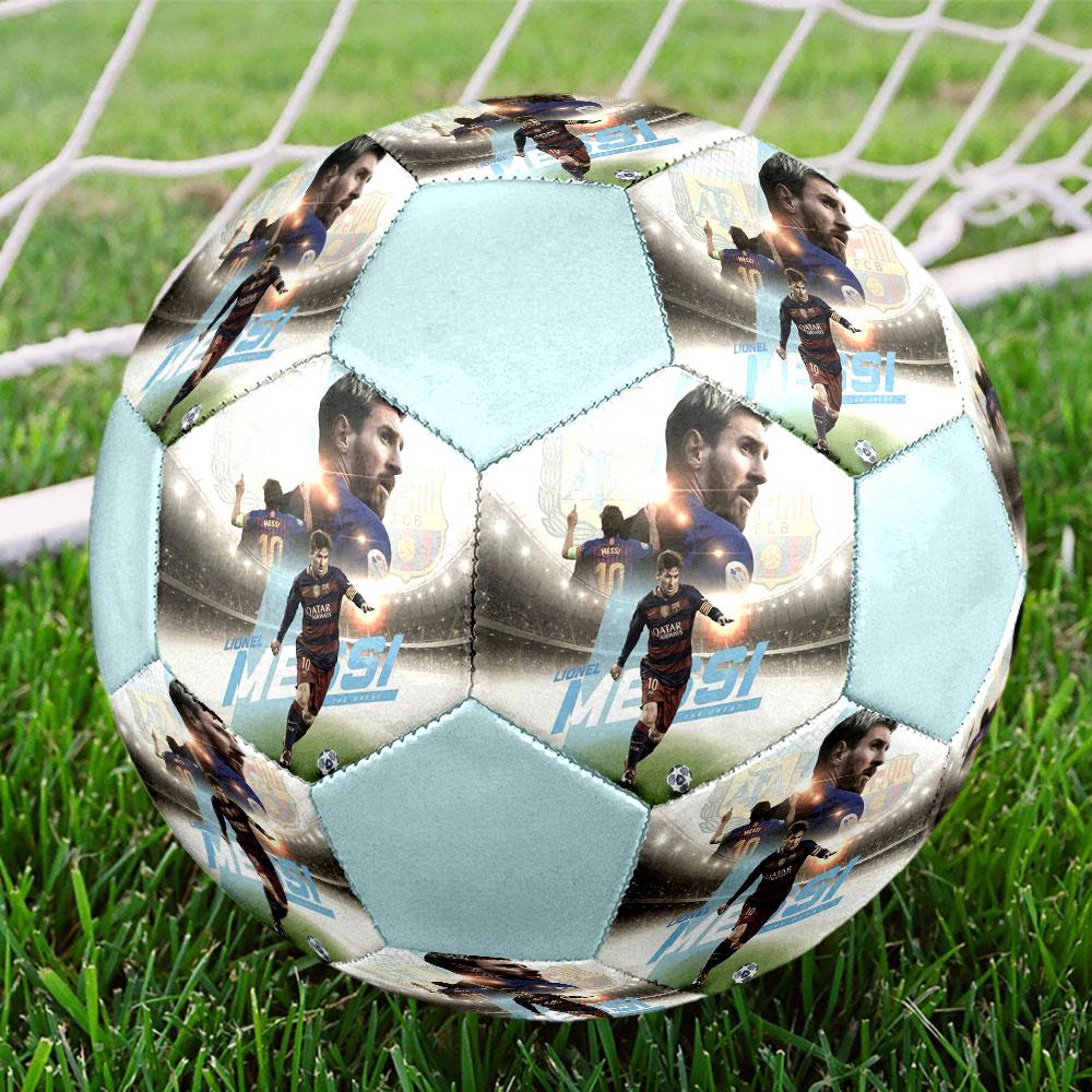1PC Messi Modern Great Size 5 Soccer Ball PrahaIndoor Soccer Ball Colorful All Ages Machine Stitched PVC Competition Ready Durable High-Bounce