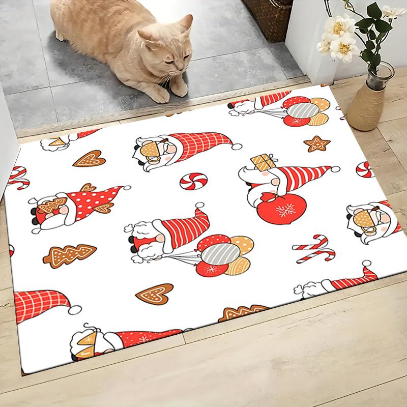 1Pc Gnome Christmas Tree Celebration Carpet Rug Soft Washable Antislip Home Living Room Sofa Mats Personalized Christmas Rug