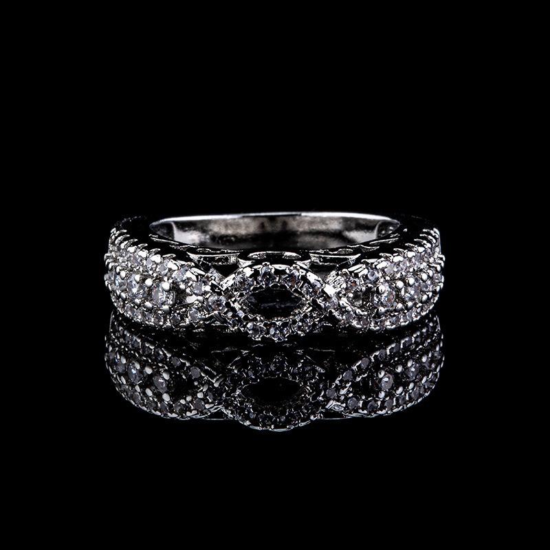 Double-Layer Micro-Set Zircon Simulation Diamond Couple Ring Luxury Party Wedding Accessories Ring