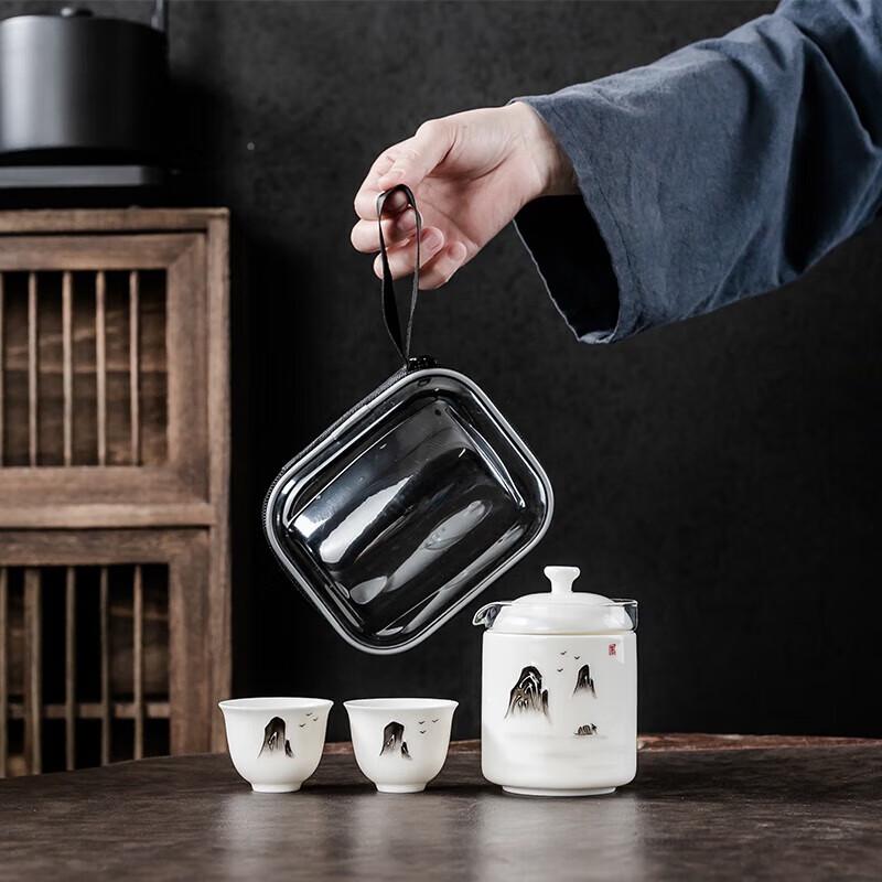 Hand-painted Minimalist Ceramic Travel Tea Set