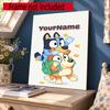 Bluey Customize Your Name Diamond Painting Round Diamond Diy Frameless Holiday Artwork Suitable For Home Office Wall Decoration