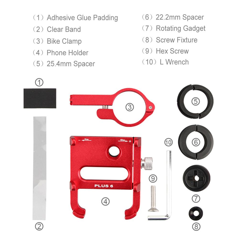 Bicycle Phone Holder 360 Degree Rotating Length Adjustable Aluminum Bike Handlebar Mount Cycle Clip on Phone Clamp