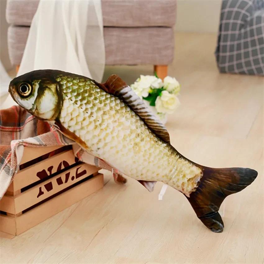 3D Simulation Cat Favor Fish Dog Toys Plush Stuffed Fish Shape Cats Padded Toy Catnip Scratch Board Scratching Post For Pet