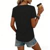 Womens  Casual  Tops Lace V Neck Short Sleeve T Shirts