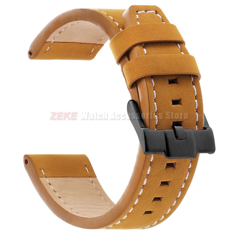 Vintage Matte Genuine Leather Watch Band for Omega for Rolex 18/20/22/24mm Black Brown Thick Straps Stitching Cowhide Wrist Belt