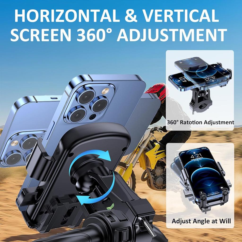 Bike Phone Mount Holder, Motorcycle Phone Mount For Scooter, Mountain, Dirt Bike, Stroller And Motorcycle, 360°Rotate Handlebar Phone Holder